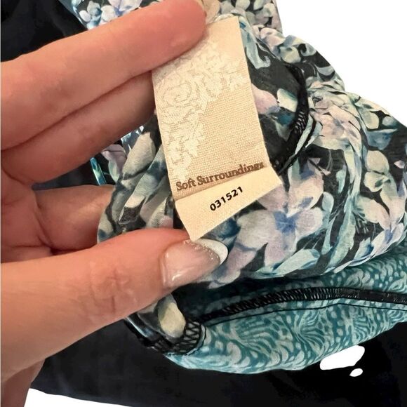 Soft Surroundings Women Floral Mixed Media Long Sleeve Night Bloom Dress - Picture 9 of 9